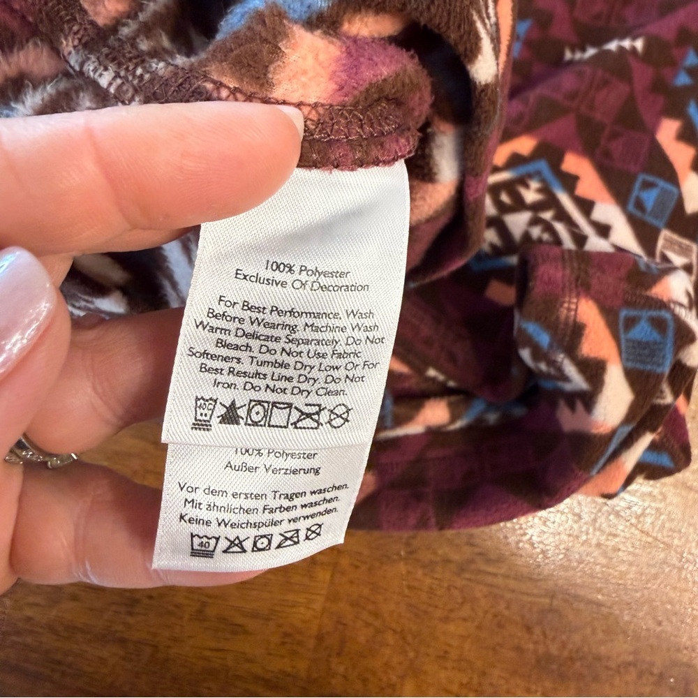 Eddie Bauer purple cream Geometric Patterned fleece Pullover size XS - Picture 8 of 11